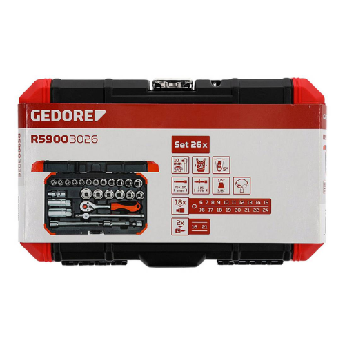 Gedore Red Dopsleutelset 3/8” SW 6-24 mm, 26-dlg
